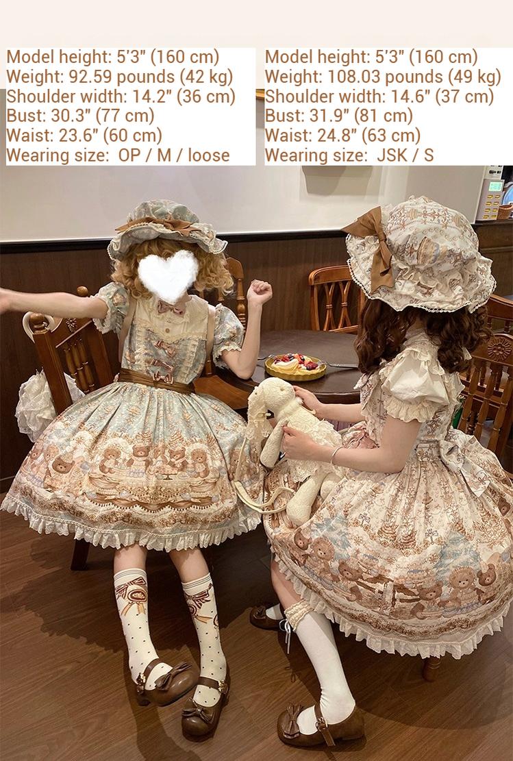 Wendy's Wardrobe - Macaron Bear - Cotton Kawaii Lolita Dress Suit, Bear & Dessert Print