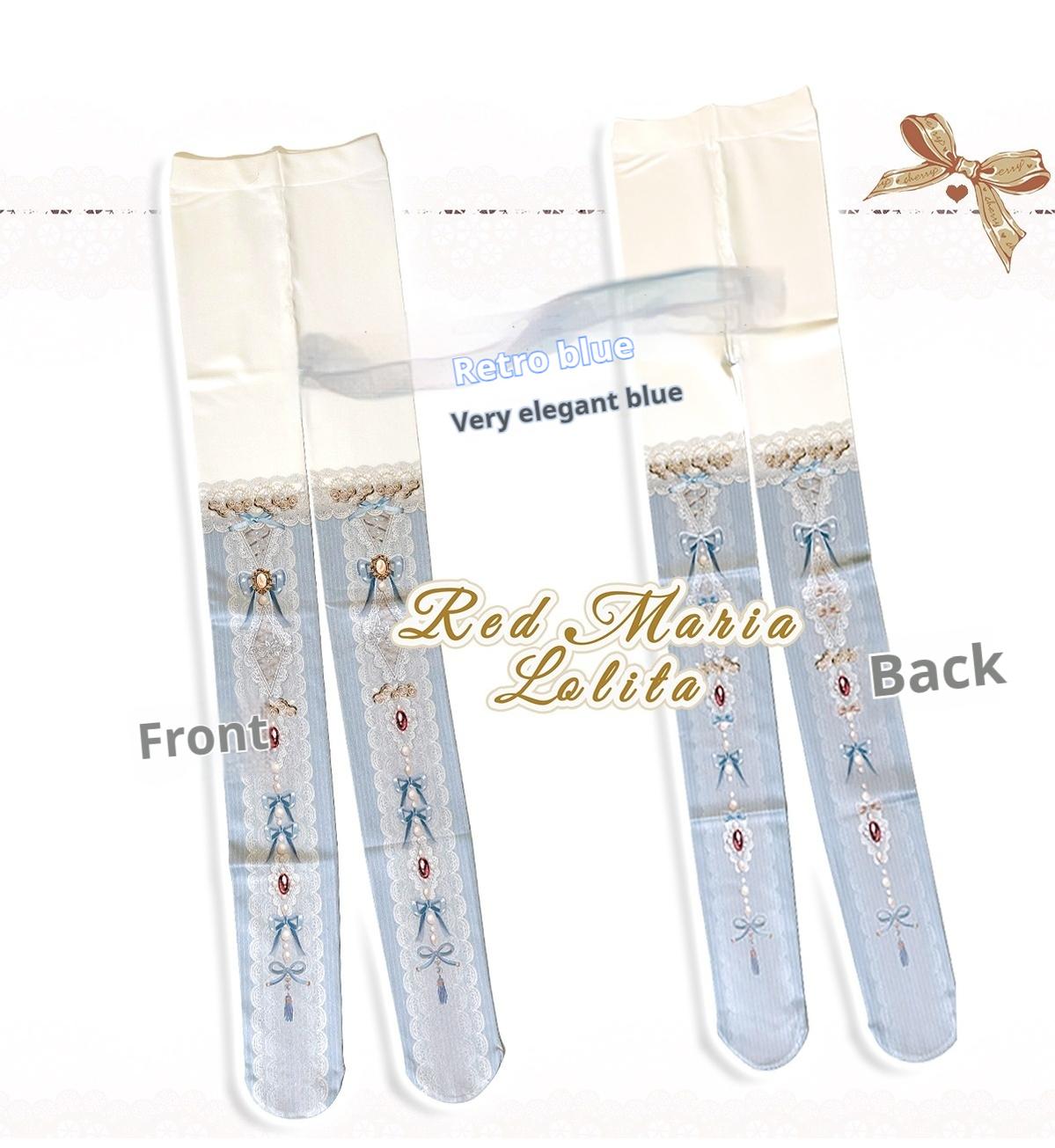 Red Maria - Classic Lolita Tights Baroque Pearl Printed Lolita Pantyhose