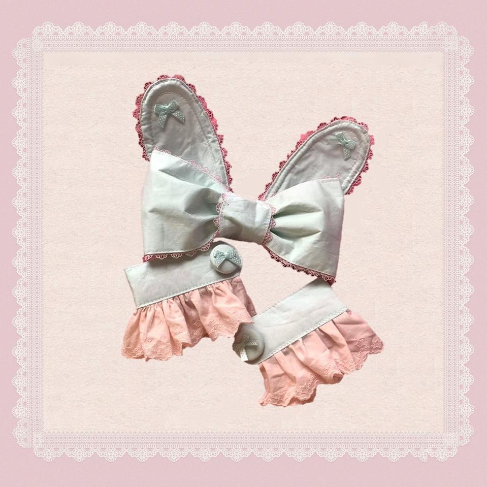 TaTaTa Lolita - Melon Parfait - Old School Lolita OP Suit Pink-Green Sweet Dress A Pair of Cuffs S