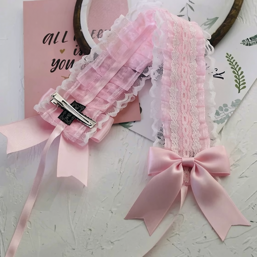 Sweet Lolita Lace Bow Headband with Clips 45829:864386