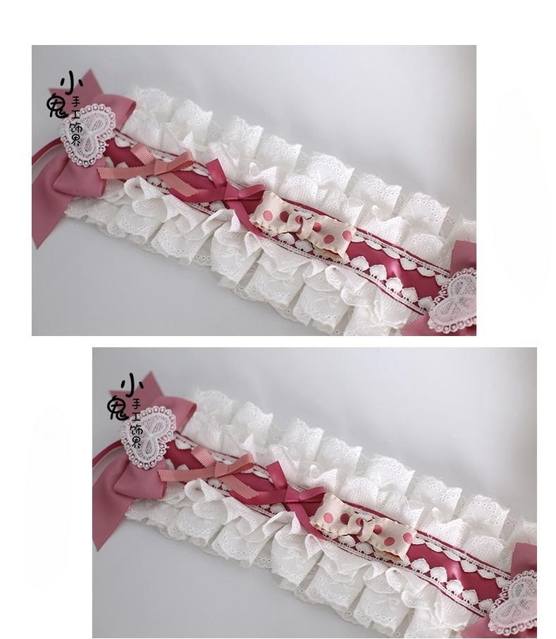 Xiaogui - Sweet Lolita Headdress Pink White Top Hat and Hairband