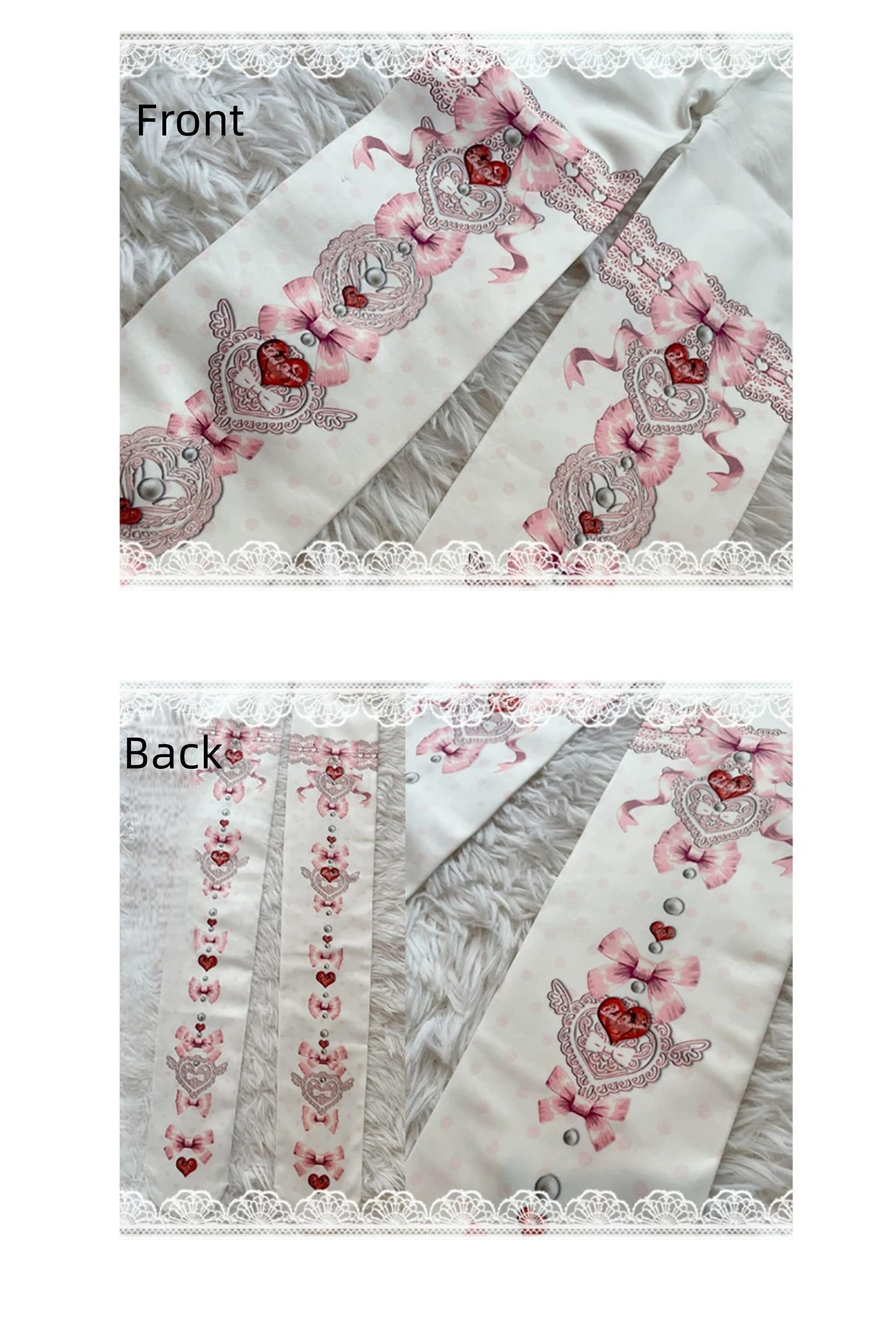 Sweet Lolita Polka Dot Printed Tights, Hearts and Bows Accent