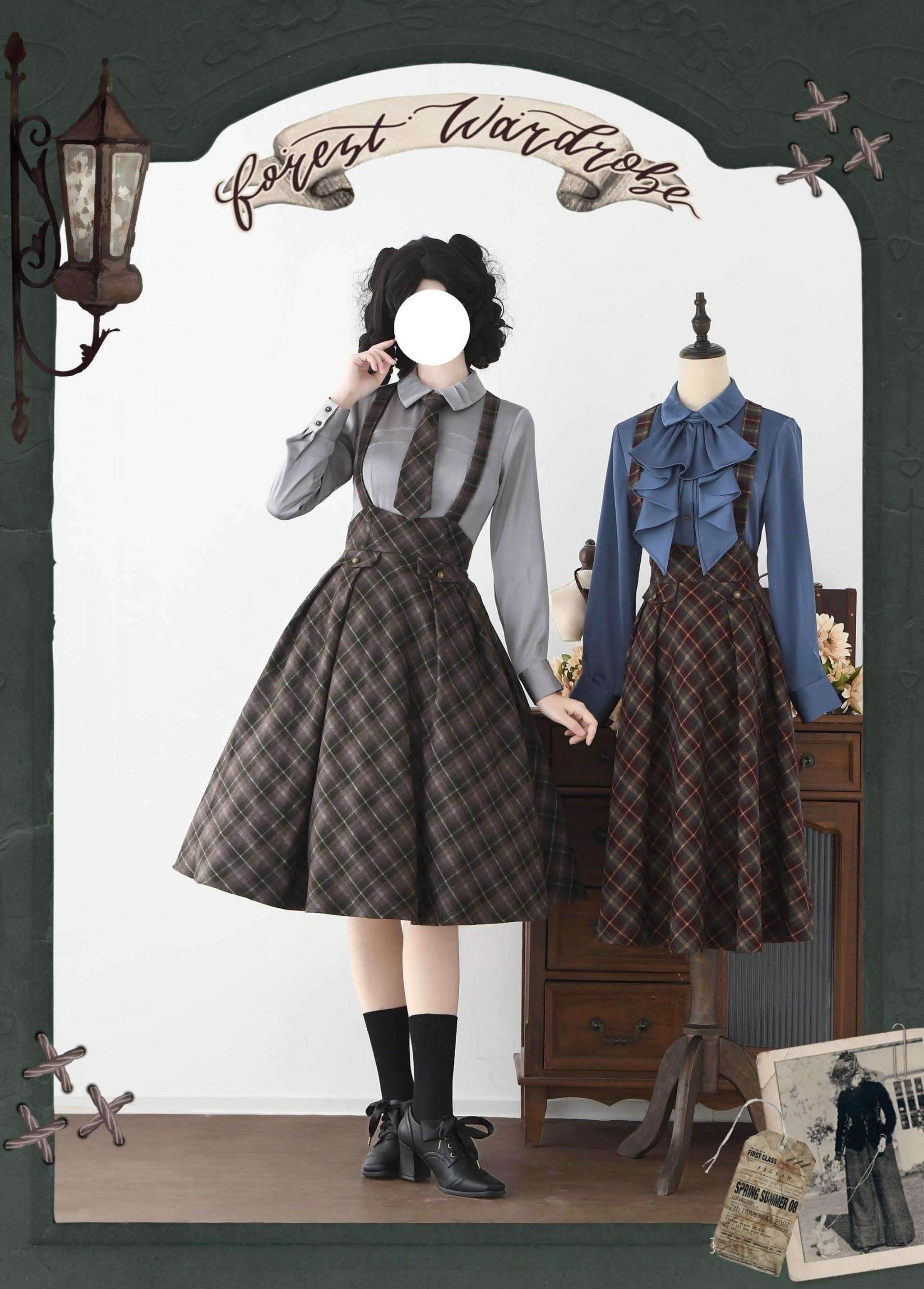 Forest Wardrobe - Forest Dew - Elegant Lolita Slim Fit Shirt, Detachable Jabot 44189:798263