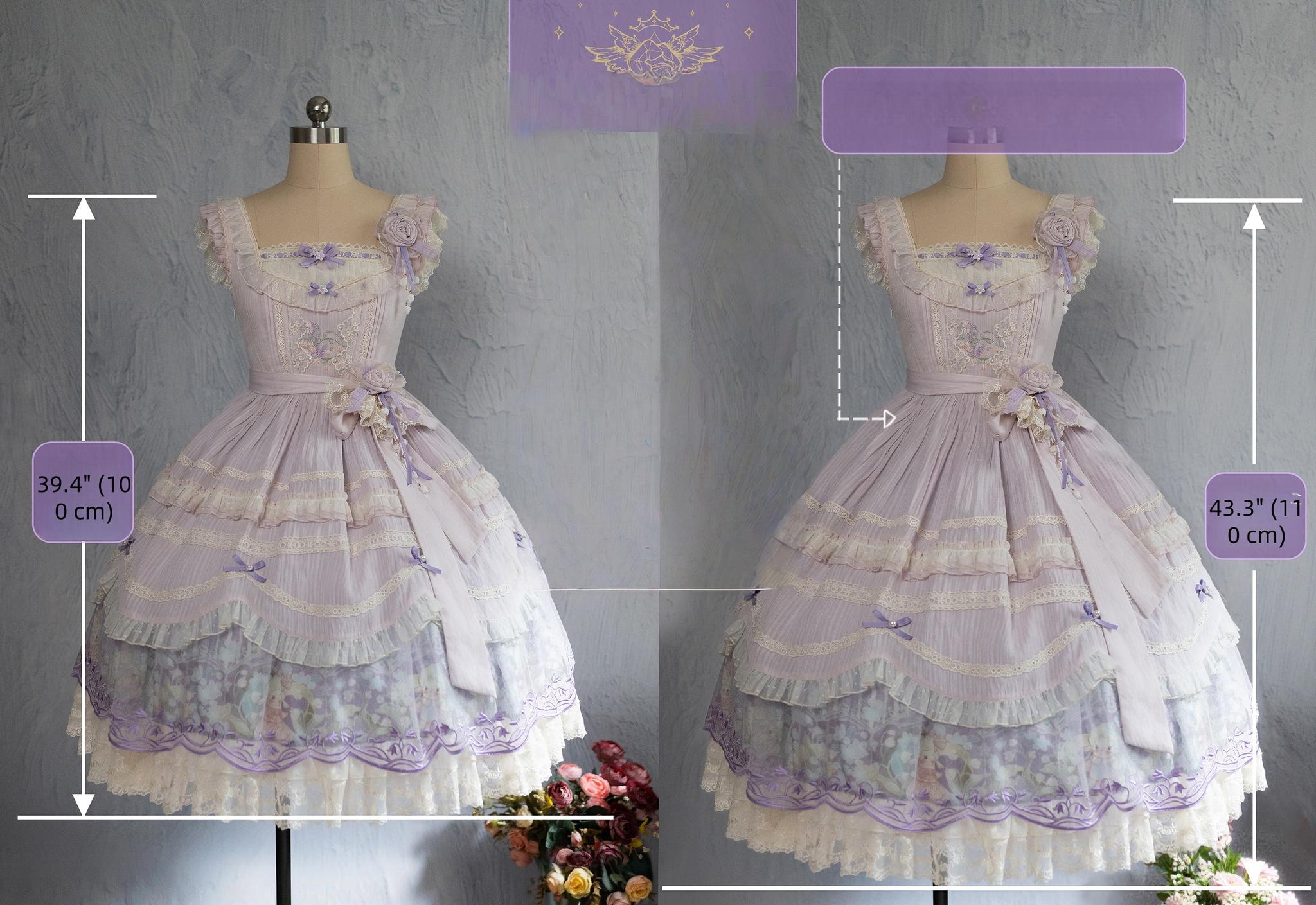 Lily of the Valley Lamb - Classic Lolita Tiered Hem JSK Dress with Embroidery 45277:852160