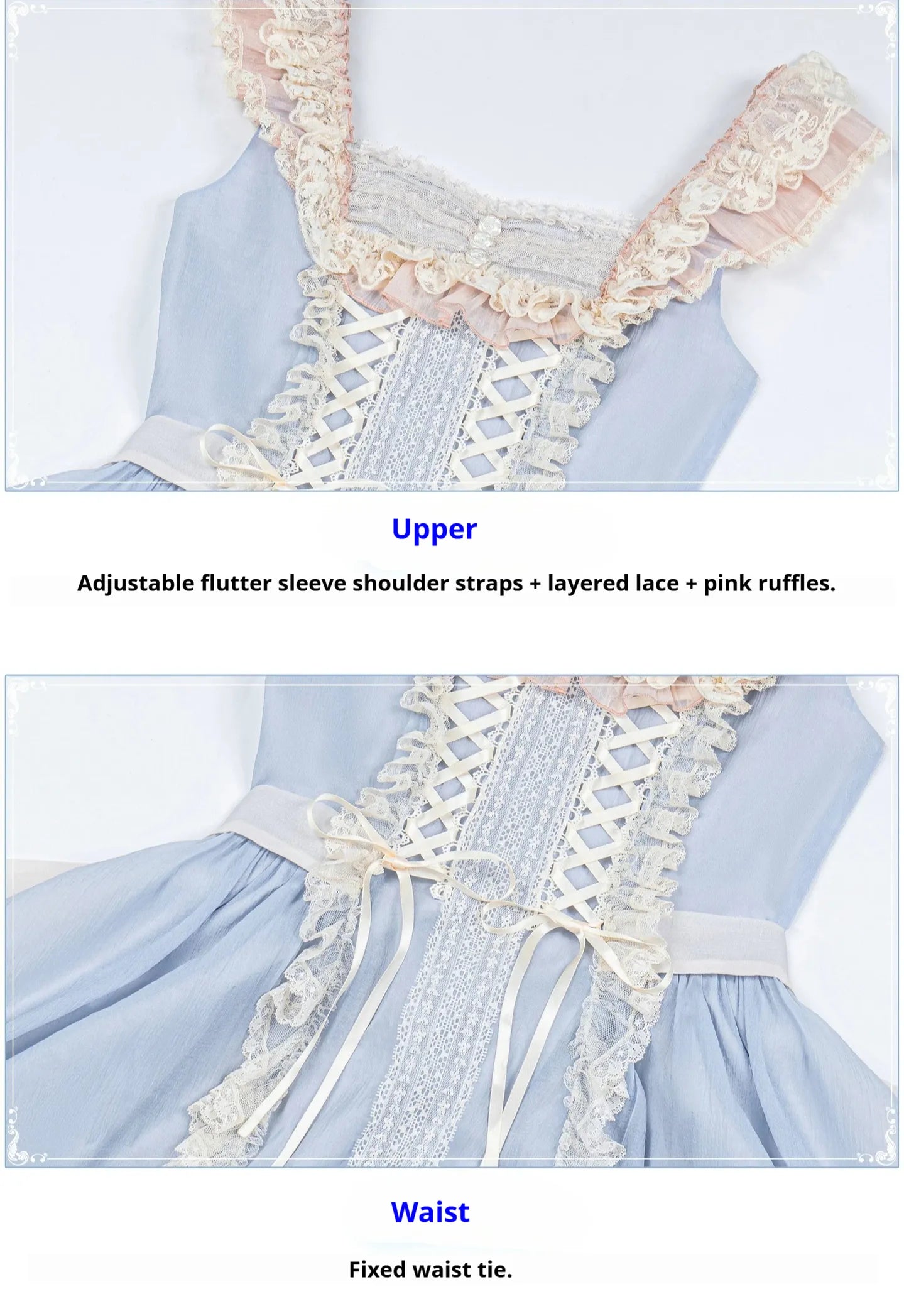 Island Diary - Classic Lolita Flutter Sleeve JSK Dress, Ruffled Lace 45533:855939