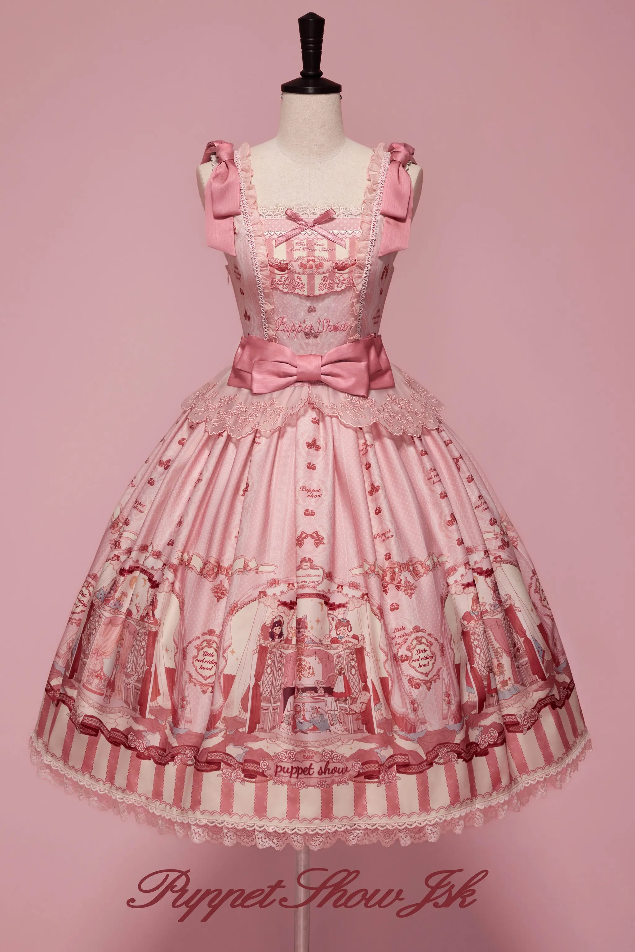 Puppet Show - Doll-like Lolita Embroidered Collar JSK, Puppet Show Print (2XL L M S XL) 45823:864715