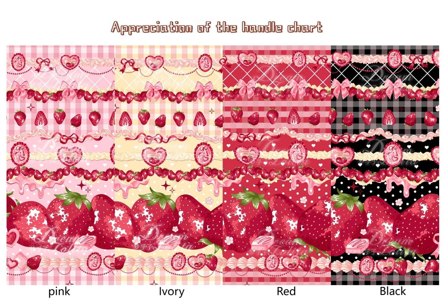Mengfuzi - Strawberry - Sweet Lolita OP and JSK with Strawberry Print