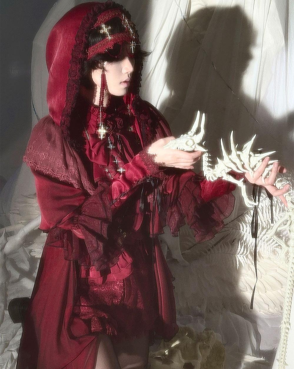 ZJstory~Gothic Lolita Cape Long-sleeved Shawl with Detachable Hood 42129:734116