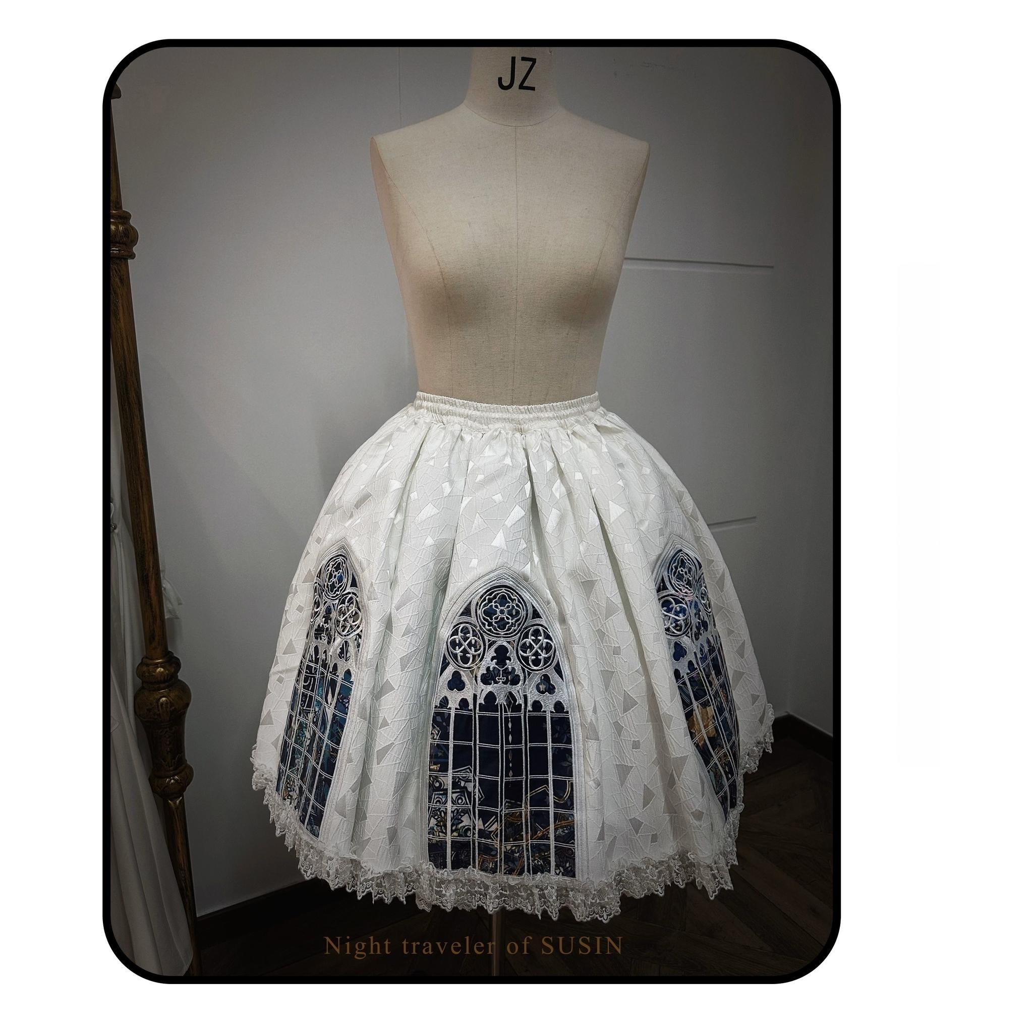 Susin Lolita - Night Traveler - Gothic Lolita Skirt Outfit Long Coat Shirt and Bustier Set 42118:727574