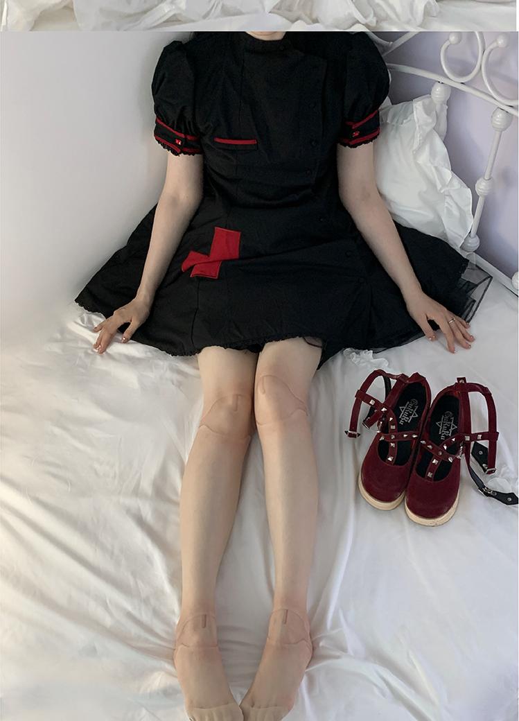 Roji Roji~Sweet Lolita Pantyhose Joint Print Light Stockings Summer Height 150~170 Skin color 