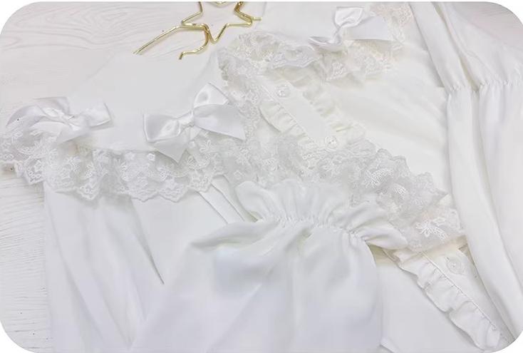 Creamy Candy - Ruffled Hem Sweet Lolita Blouse, Peter Pan Collar