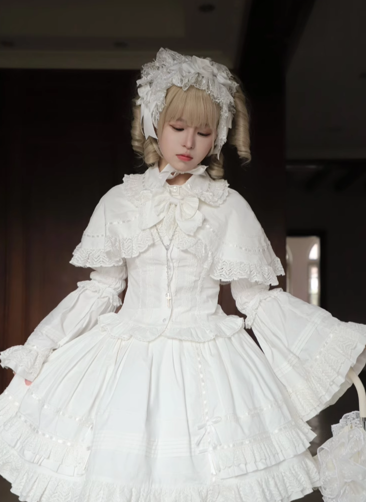 AerialCat - Praying Snowfall - Old School Lolita Skirt Suit Cape Princess Sleeve Shirt 39180:616020