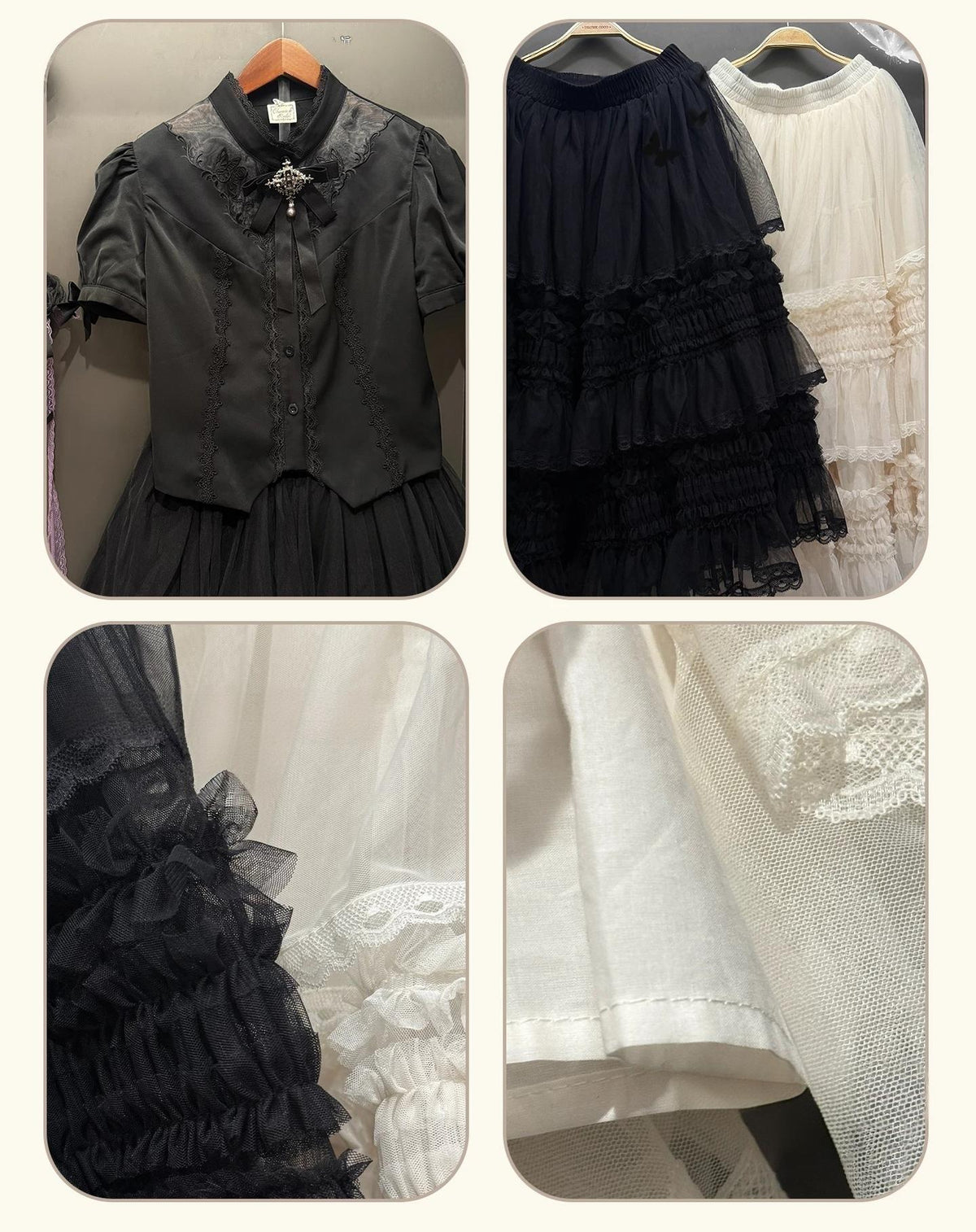 Glass Floral Garden - Classic Lolita Blouse and SK Set, Butterfly Embroidered 45978:870312