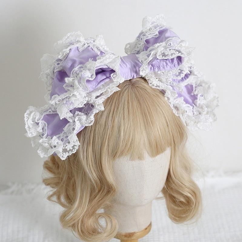 Xiaogui - Sweet Lolita KC with Large Lace Bow in Multiple Colors Light Purple