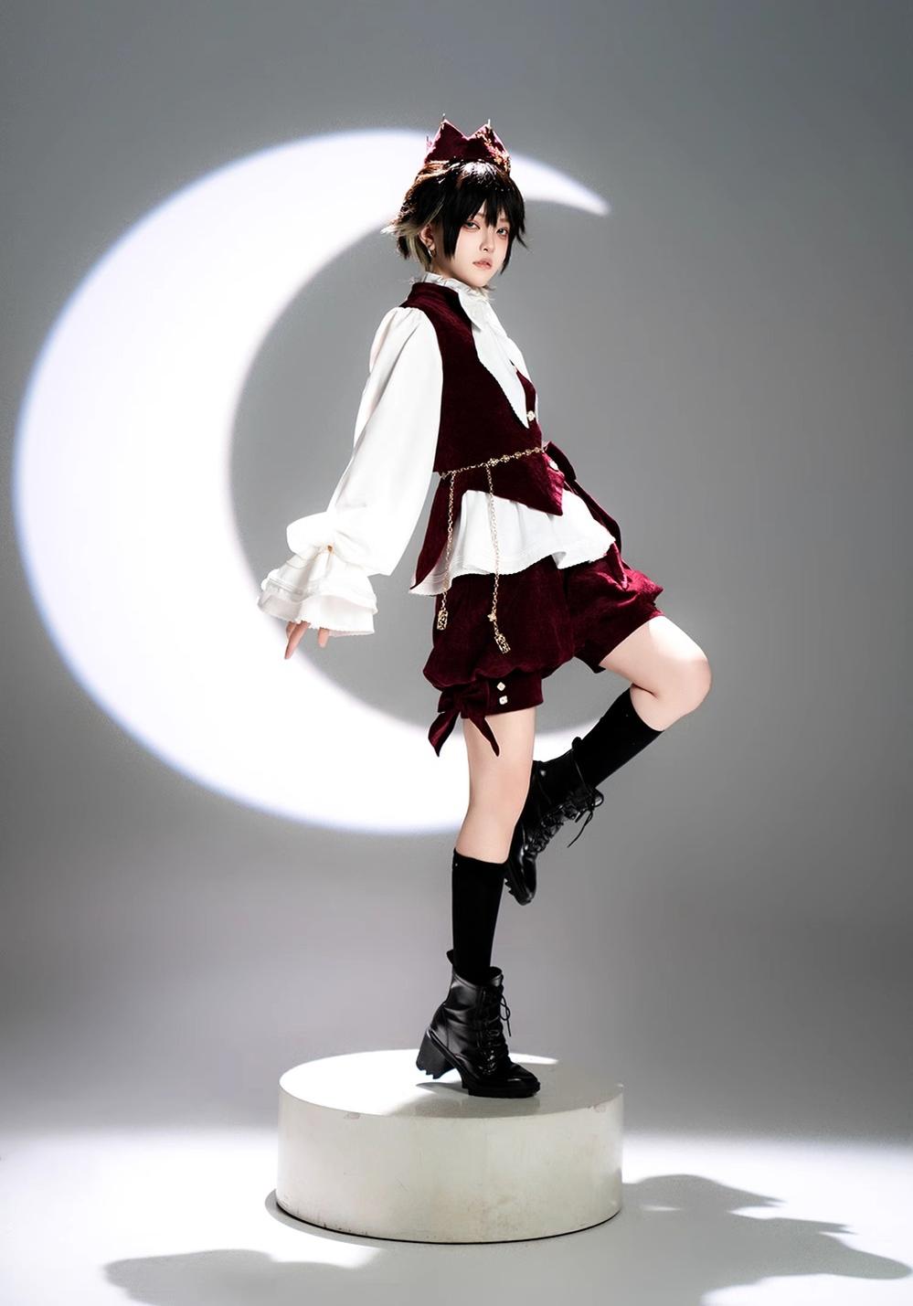 Hunting Rabbit - Vintage Red Ouji Suit With Bunny Ear Hooded Jacket 42967:769893