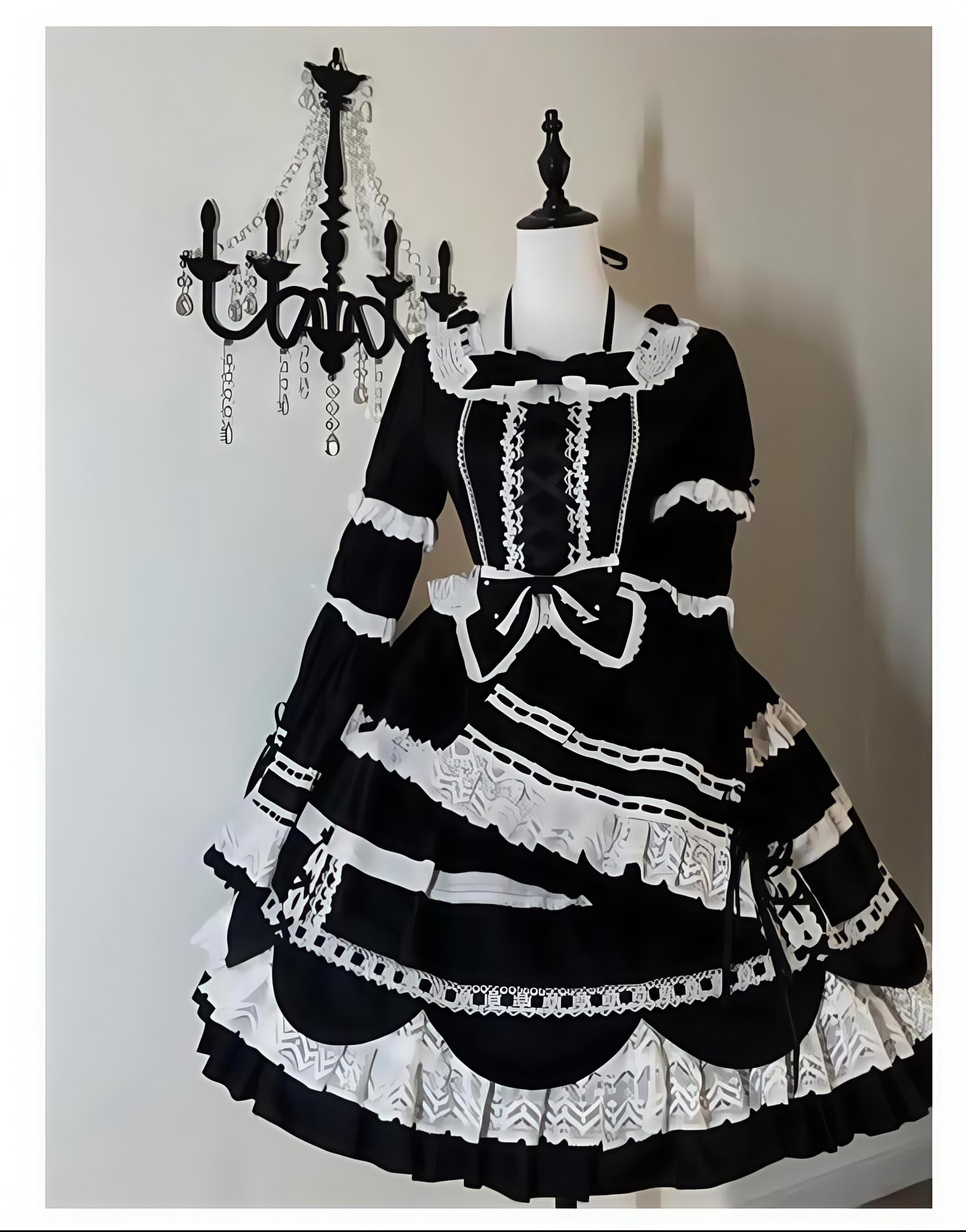 AerialCat~Cream Petals~Old School Lolita OP Tiered Ruffles Cotton Dress (L M S XL) 42762:752788
