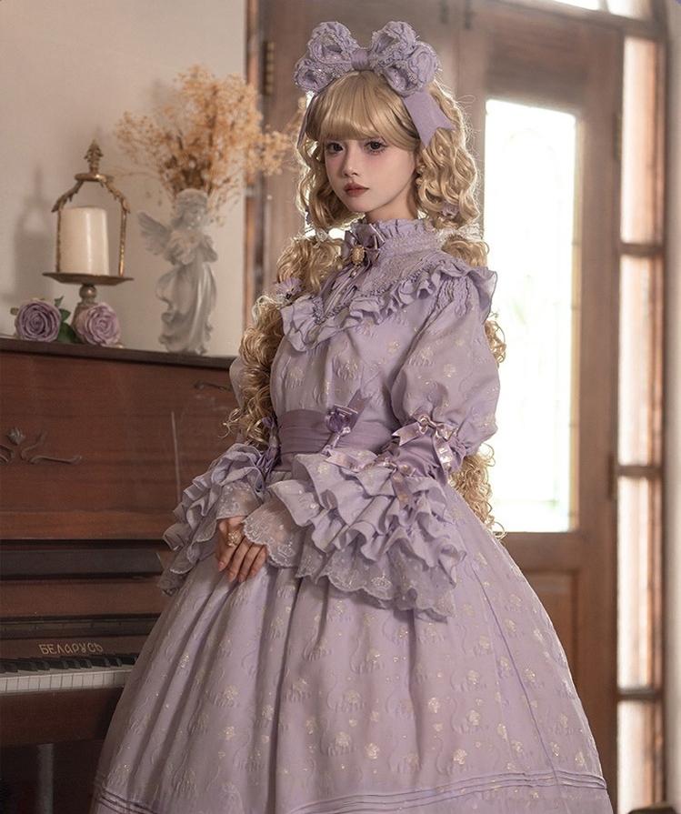 Forvever Purple - Purple Classic Lolita OP, Boning Corset (L M S) 44357:806170