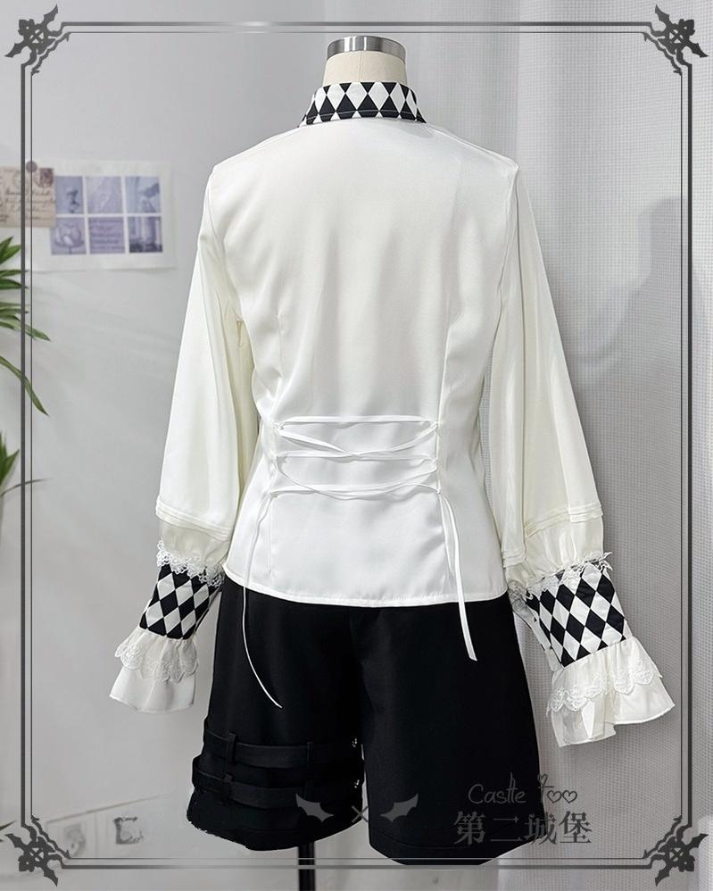 CastleToo - Fantasy Wonderland - Ouji Lolita Checkered Blouse with Suspenders Pants and Cape 42735:751564