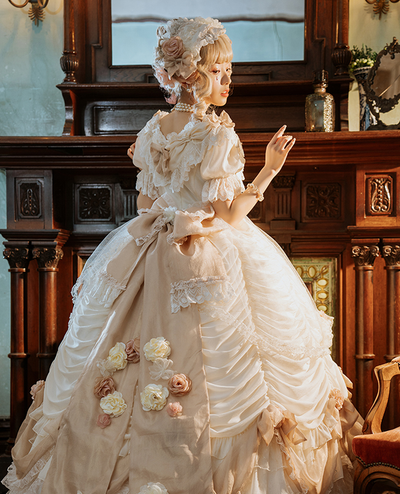 Henrietta~Sa Majeste la Rose~Elegant Lolita Wedding Dress Multicolor Customizable 0 beige dress+a bow+hair band 