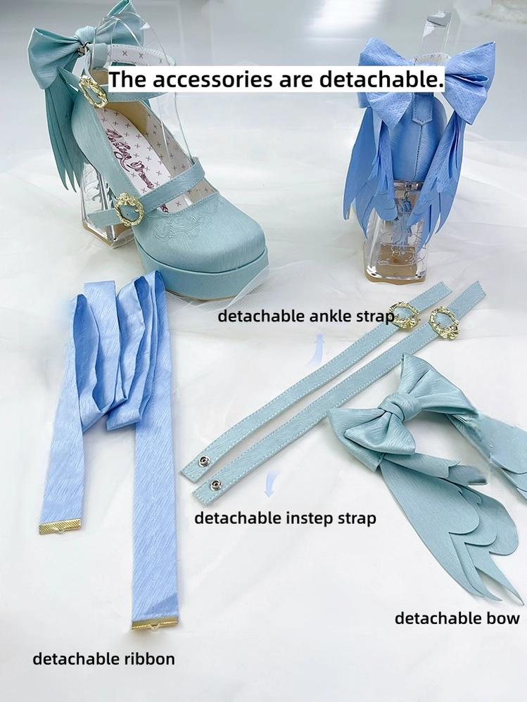 Dreamland - Floating Koi Land - Satin Classic Lolita Platform Shoes, Transparent Heel 44317:804118