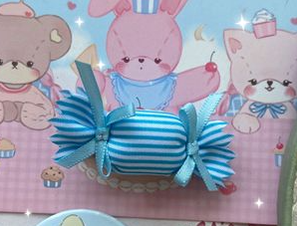 Bear Doll - Augustina - Sweet Lolita Candy Hair Clip and Brooch blue striped barrette