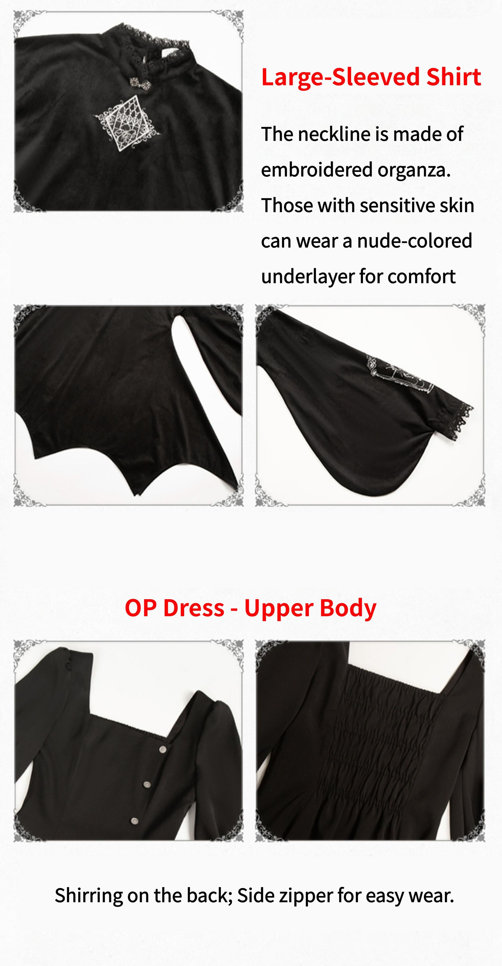 With PUJI - Letter and Poetry · Raven's Night Song - Oriental Aesthetics Gothic Lolita Dress Set