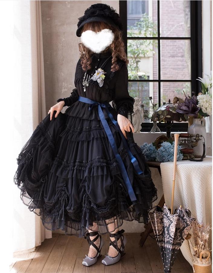 ThinkFly~Pleated Heart~Elegant Lolita Petticoat with Dotted Gauze Hem 42170:732893