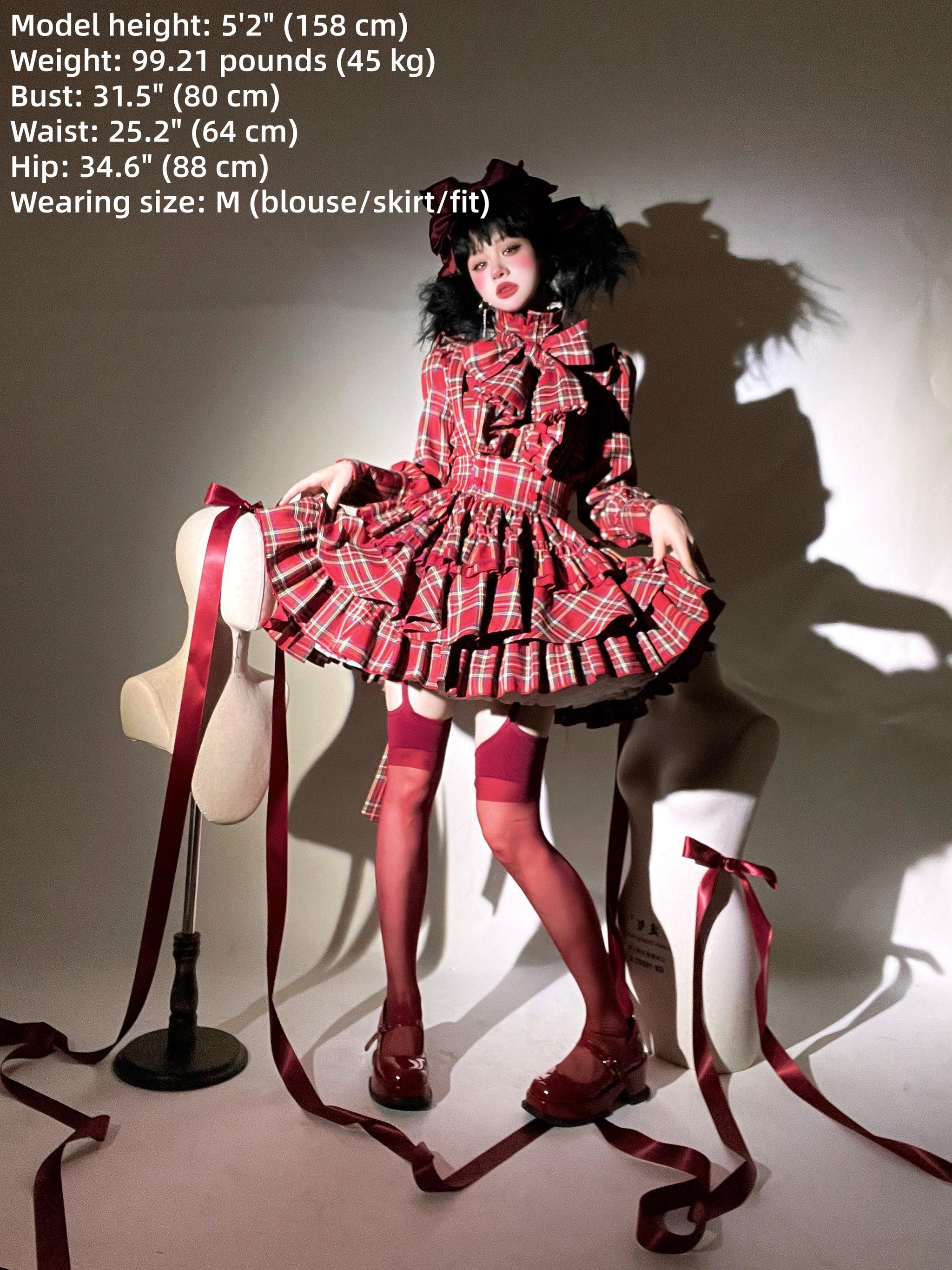 Humanoid Gift Box - Plaid Gothic Lolita Blouse & SK 44028:792665