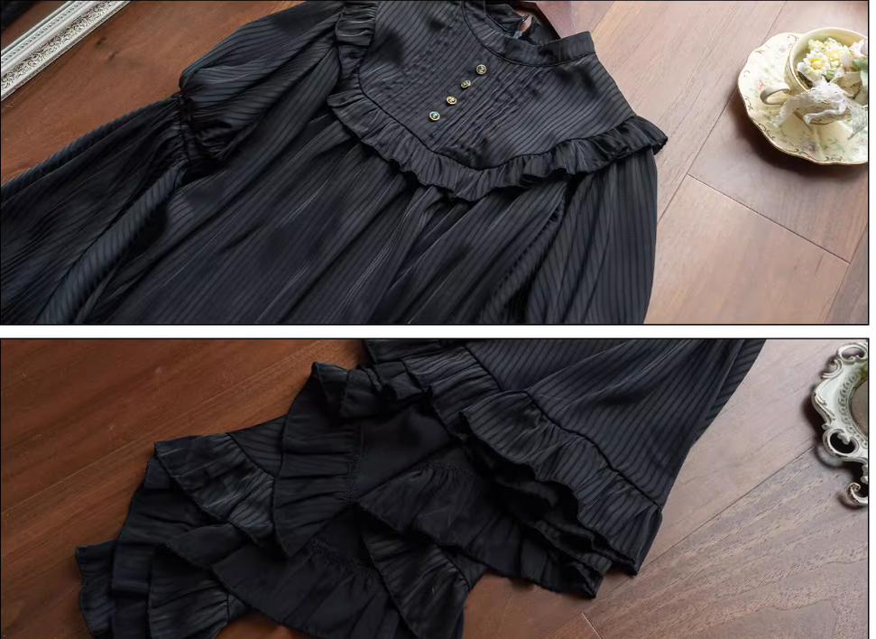 Muppet Mind Ben - Dreaming - Gothic Lolita Princess Sleeves Blouse Striped Printing 39008:608468