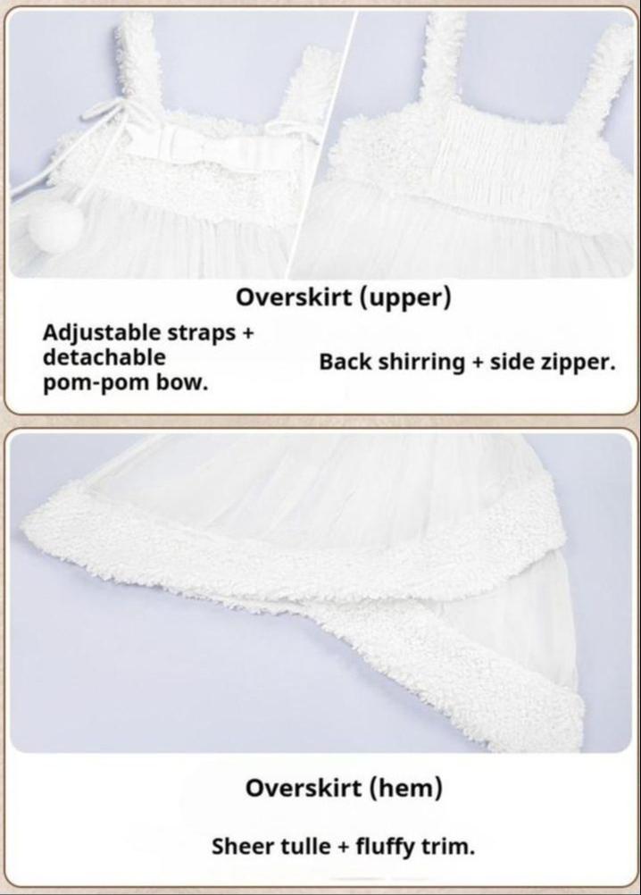 With PUJI - White Choco - Winter Kawaii Lolita JSK Dress Set, Fluffy Accents 44246:801111