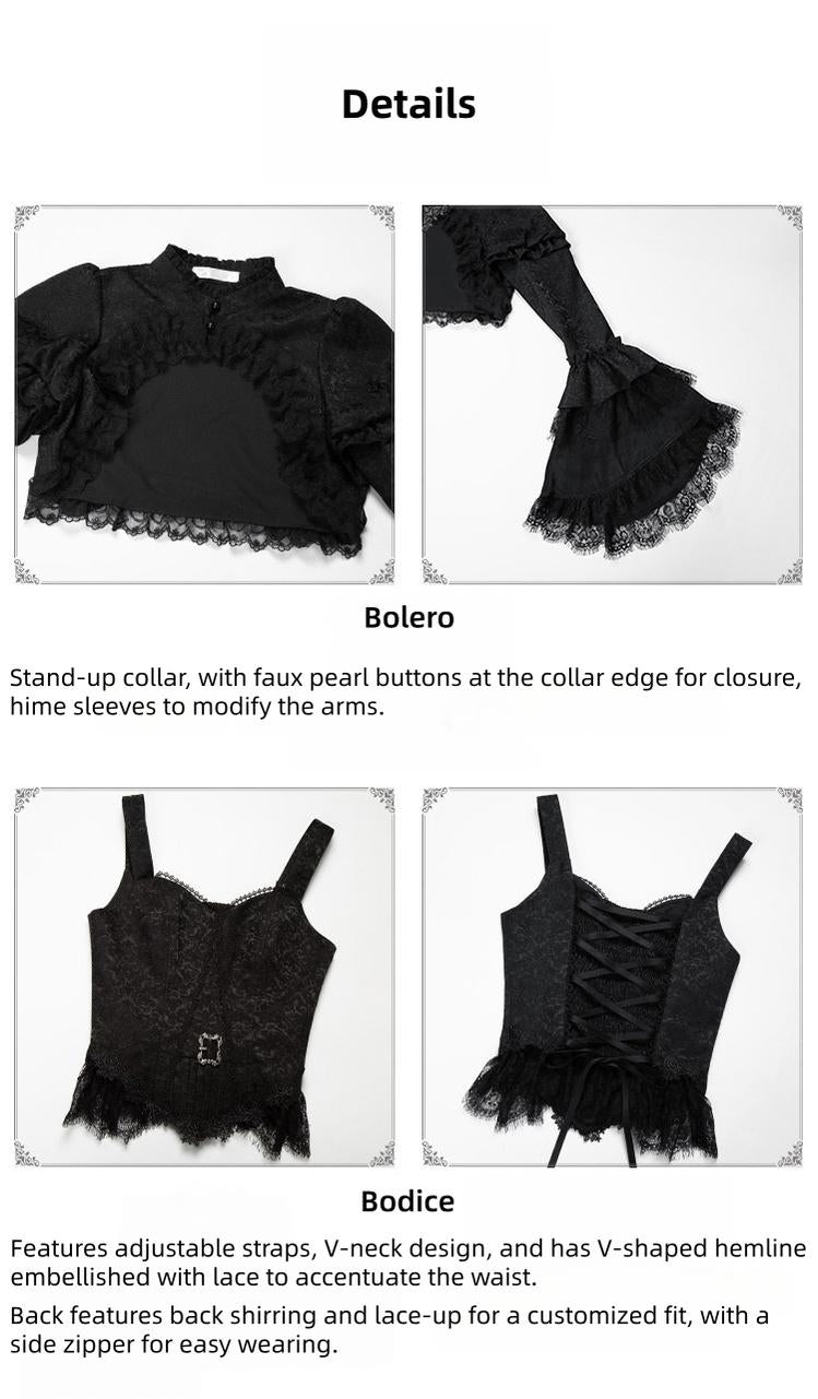 Under the Hanging Moon - Black Gothic Lolita SK Set, Modified Mamian Skirt