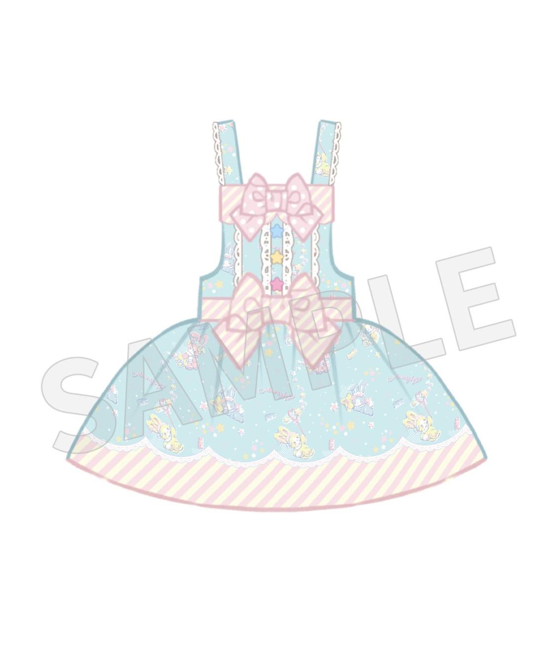 Star Gummies - IP Collaboration Sweet Lolita Dress, Bunny Print & Lace (L M S) 44608:830646