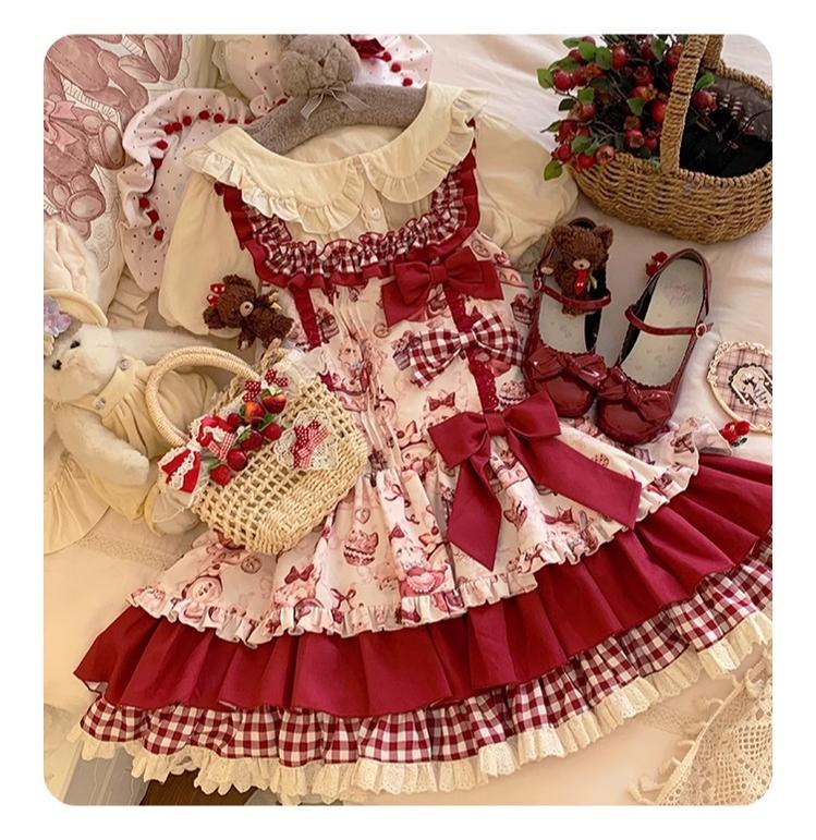 Mewroco~Squirrel~Kawaii Lolita JSK Dress Squirrel Print Summer Loose Lolita Dress   