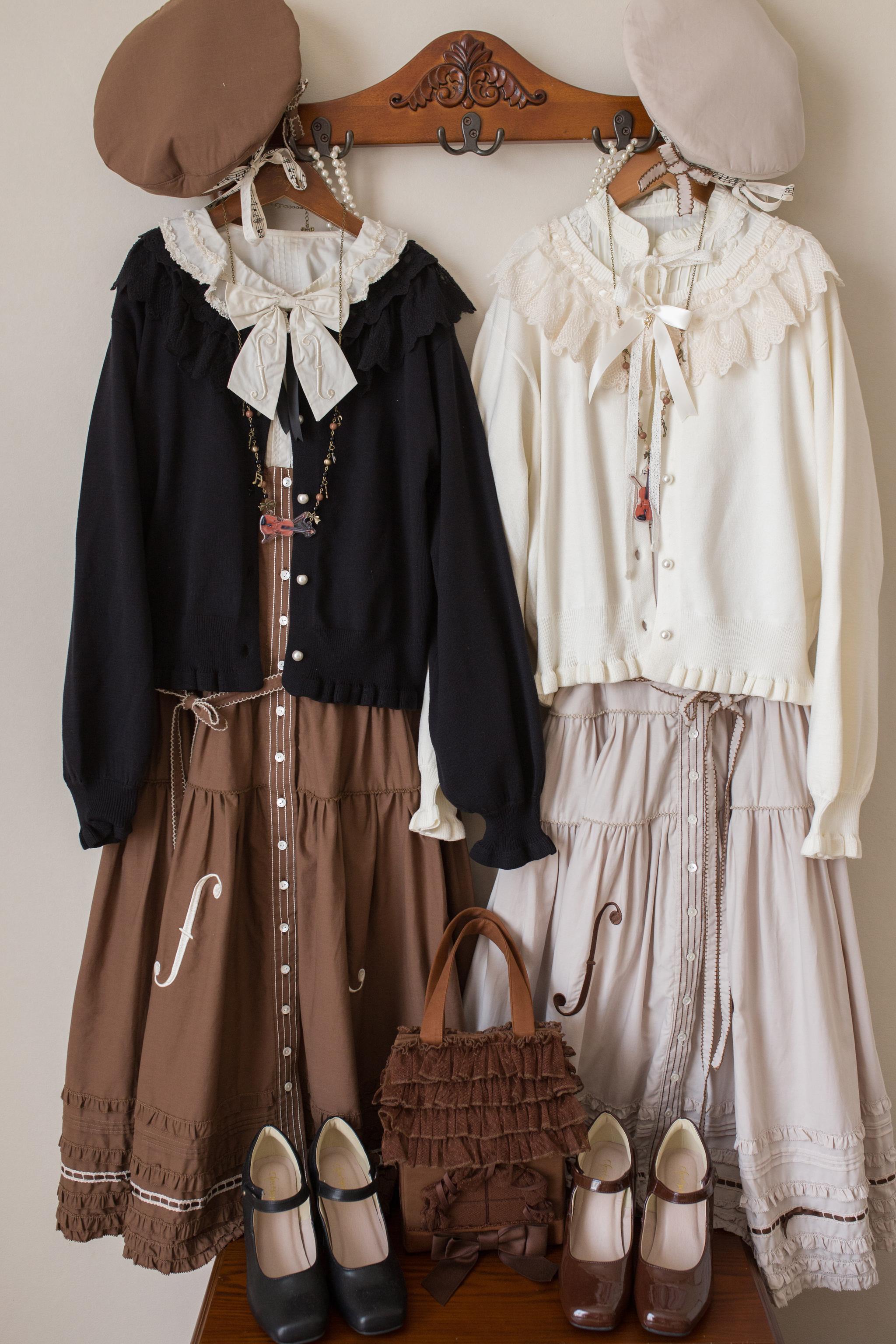 MIST - Graceful Dream - Retro Kawaii Lolita Sweater Cardigan, Ruffled Lace Neckline 43729:783963