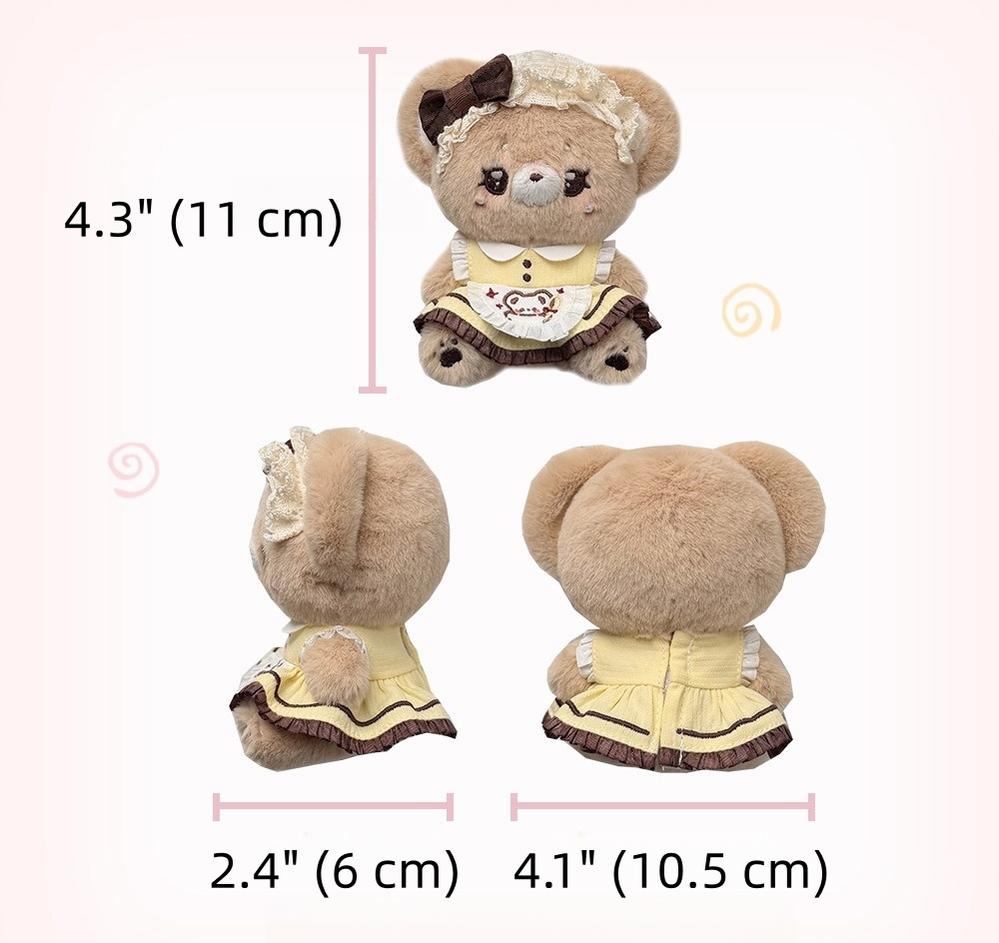 Kawaii Lolita Bear Bag Pendant, Soft Plush