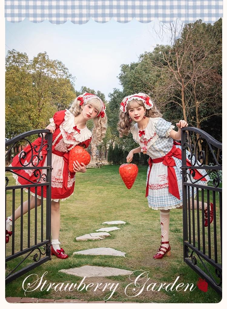 Flower and Pearl Box - Strawberry Basket - Country Lolita Dress Plaid Summer Spring Dress