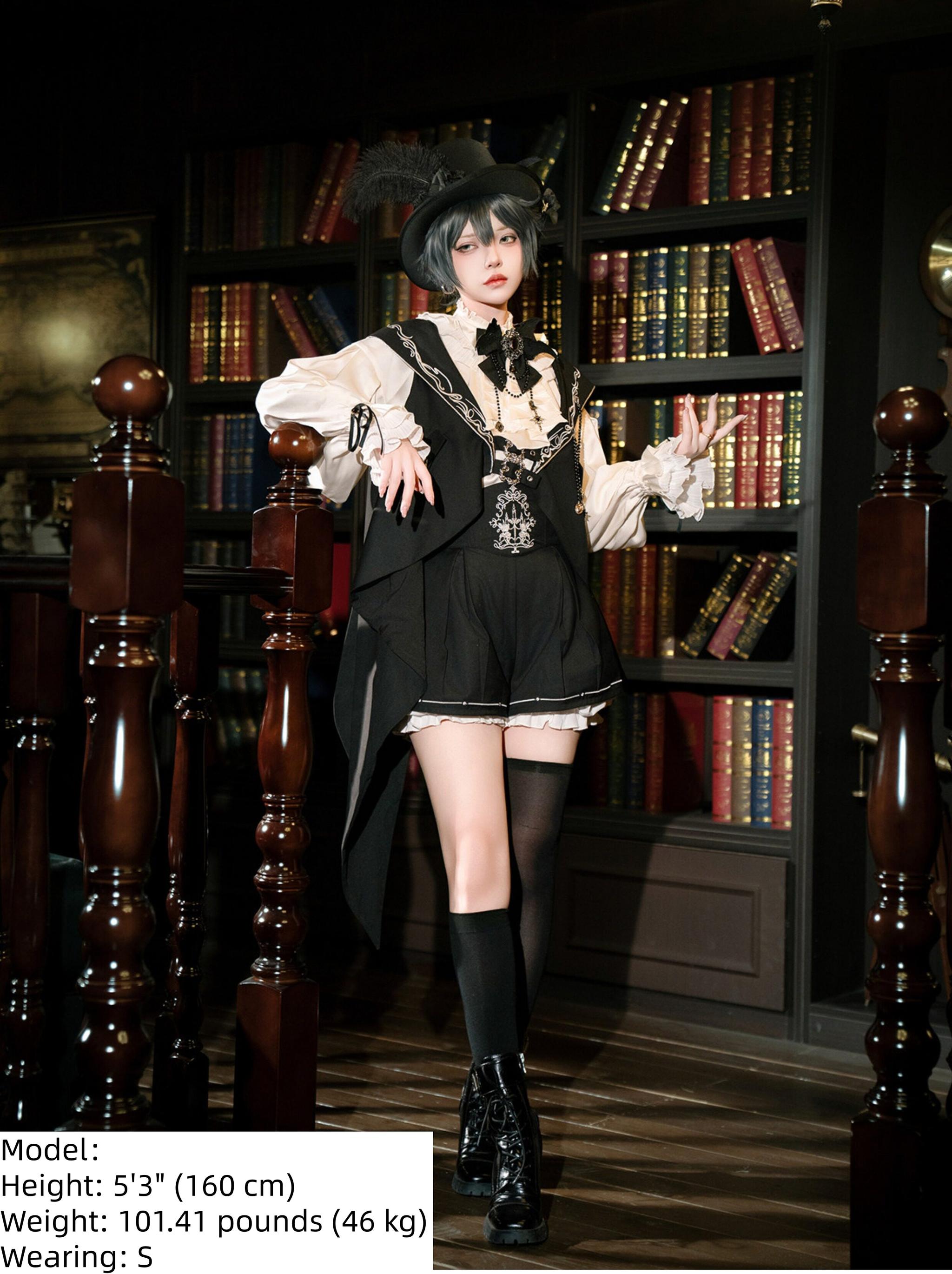 Bunny Ear Meteorite - Embroidered Ouji Lolita Set, Hooded Vest 44899:826936