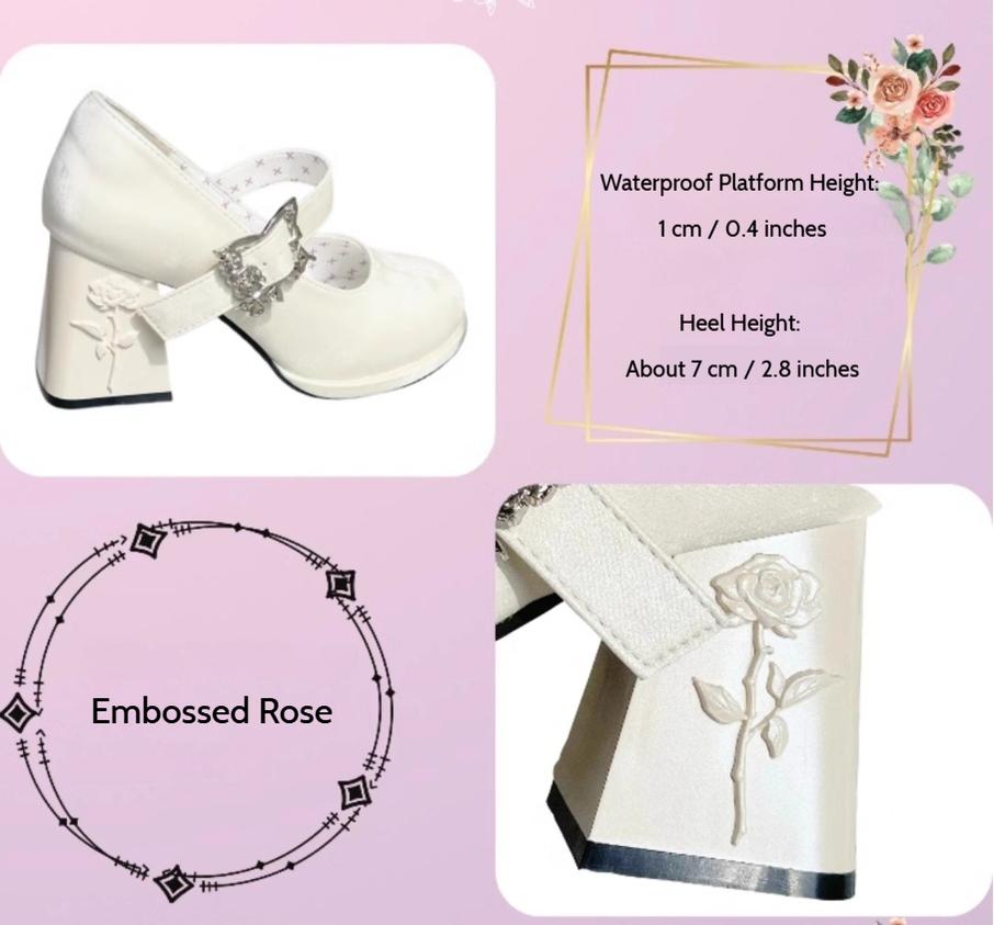 Dreamland~Wanxiang Cycle~Elegant Lolita Heel Shoes with Embossed Rose 42471:741403