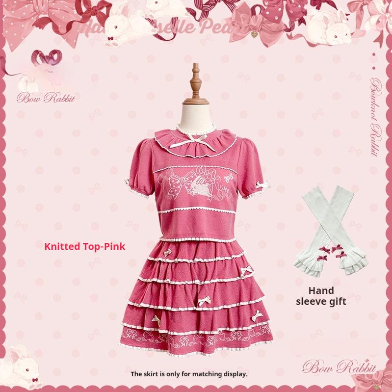 Mademoiselle Pearl~Bow Bunny~IP Collab Sweet Lolita OP Dress Bow JSK OP (L M S XL XS) 38022:578750