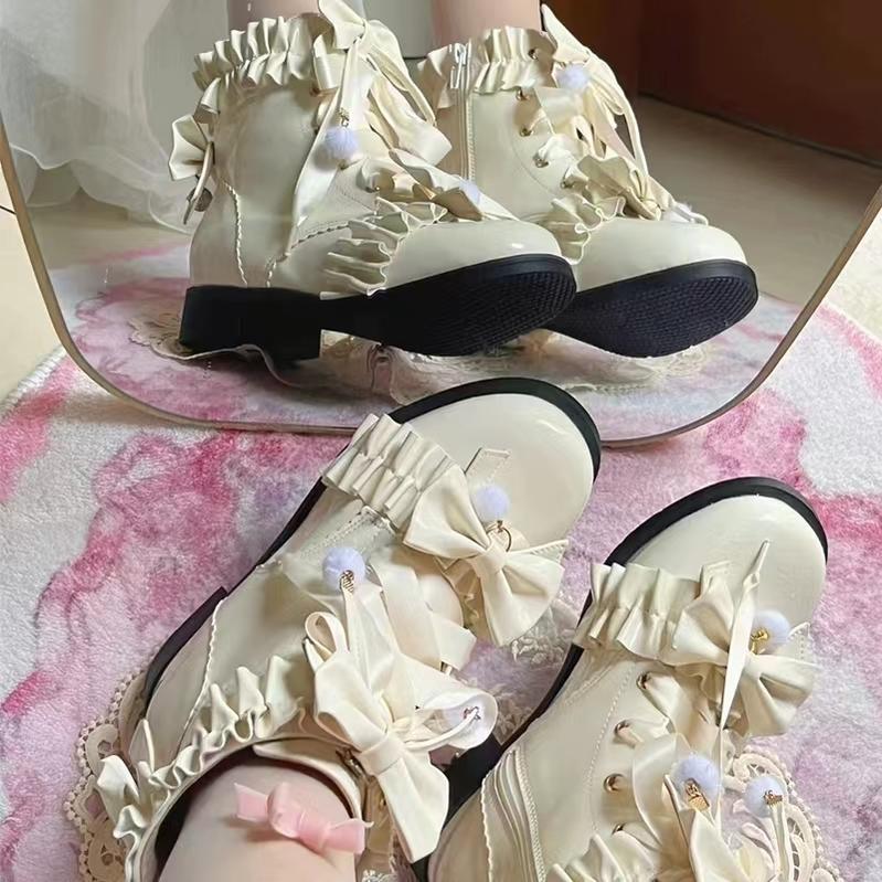 Fairy Godmother~Enthusiastic Ideation~Elegant Lolita Shoes Fleeced Short Martin Boots 32686:409754