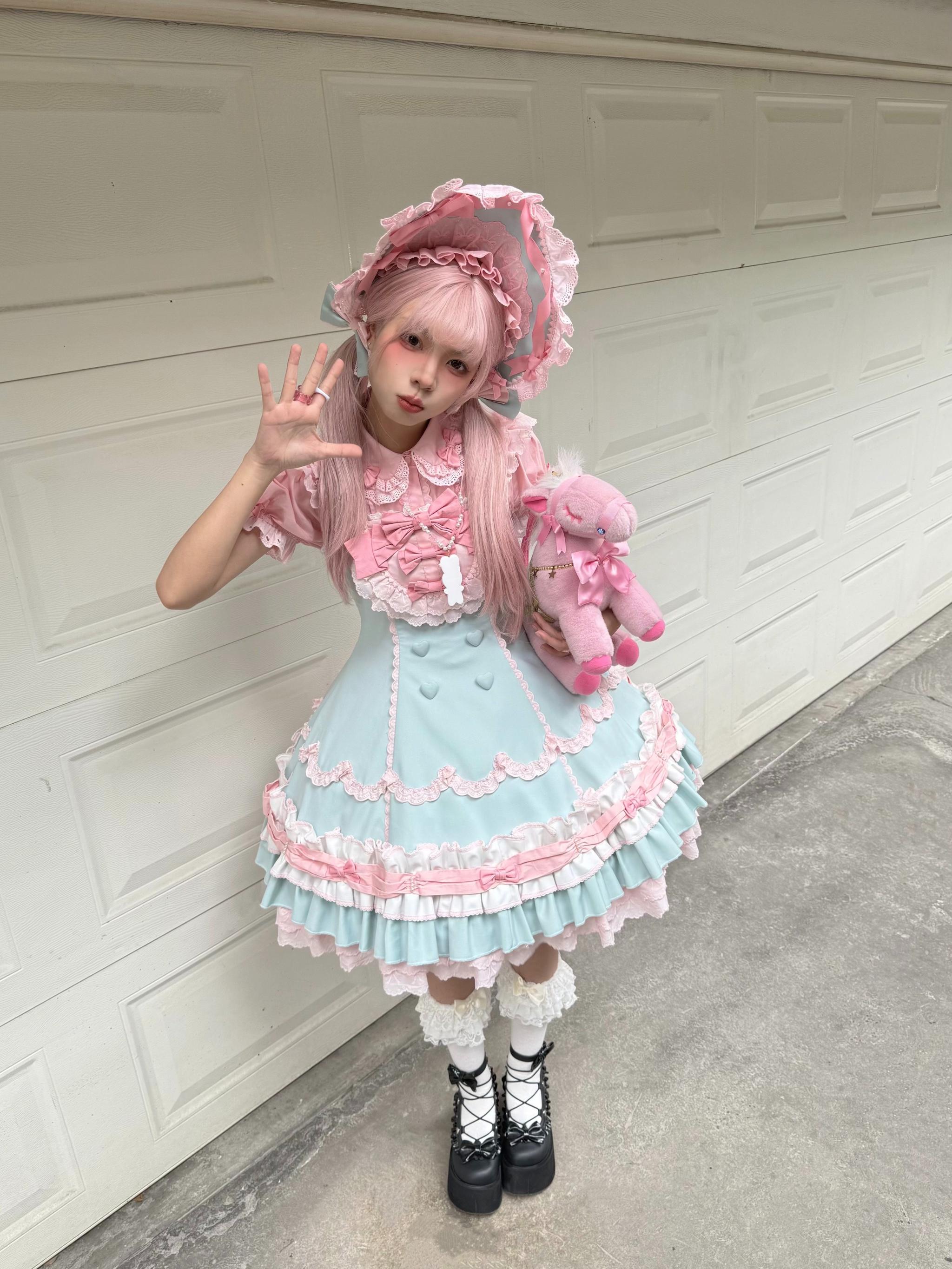 Cream Fondant - Old School Lolita JSK & OP Dress, Pearl Accent