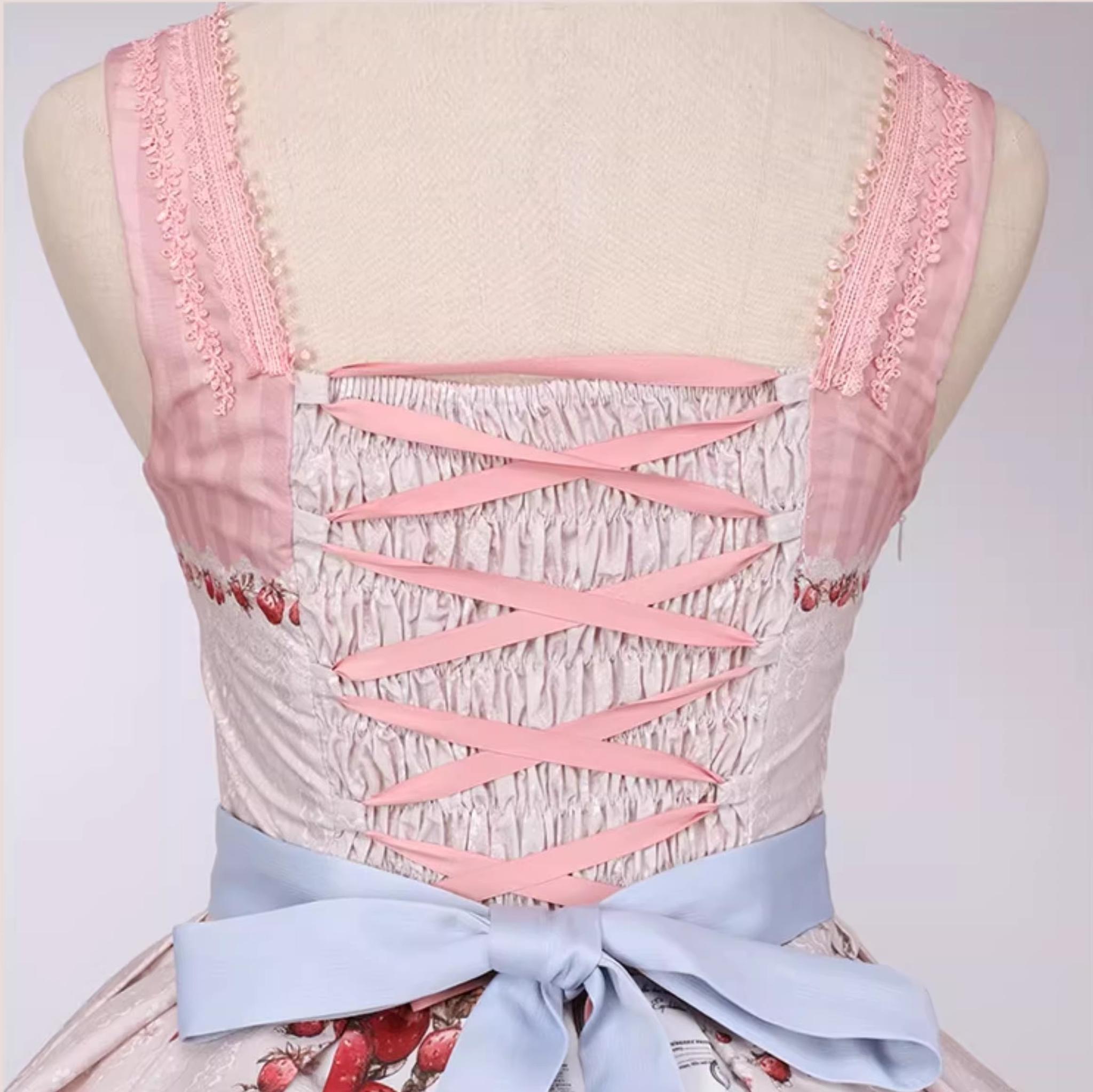 Strawberry Manor - Printed Sweet Lolita JSK Dress, Box Pleats 45025:832956