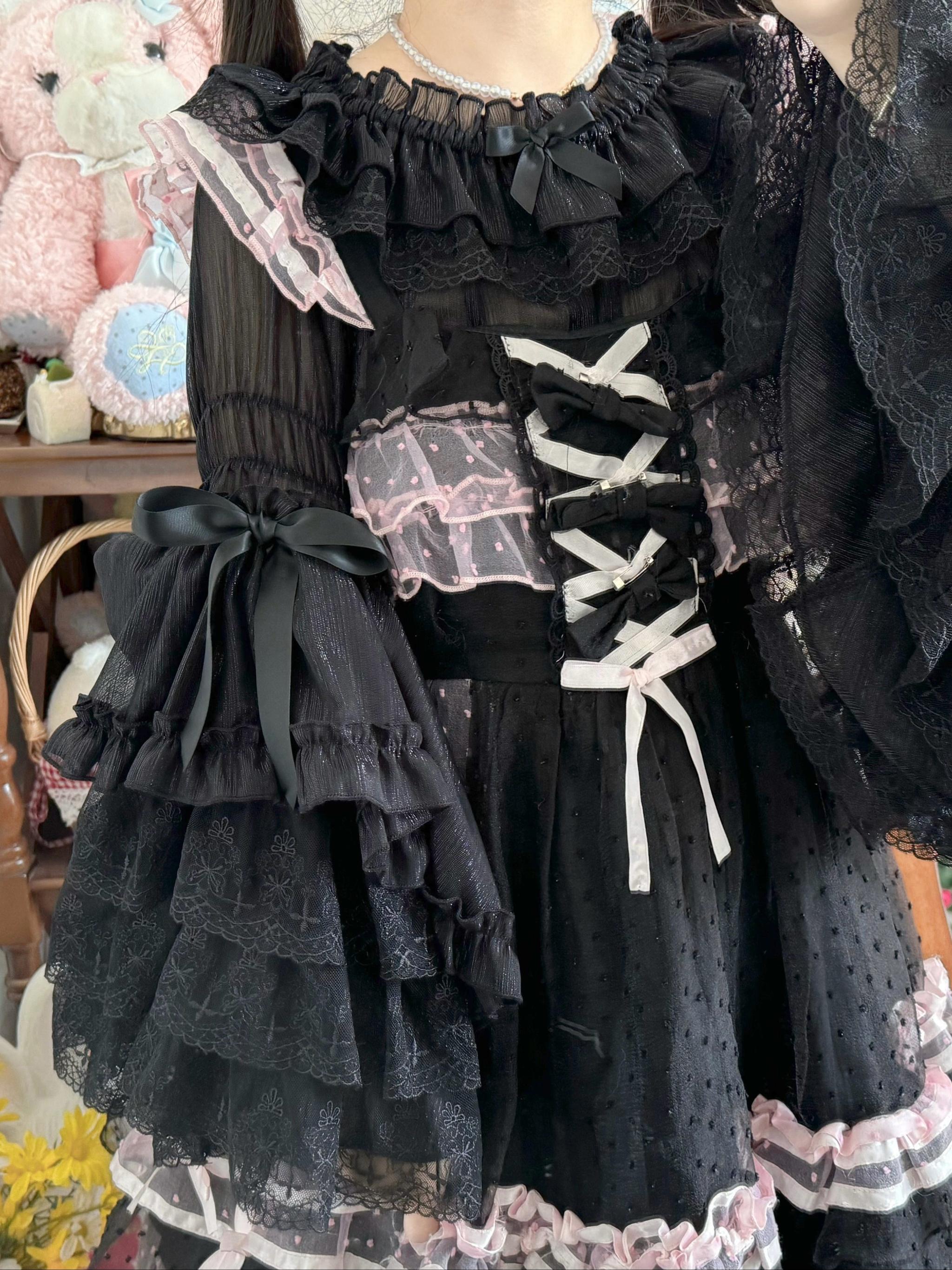 Vintage Lolita Hime Sleeve Blouse, Off-shoulder Design