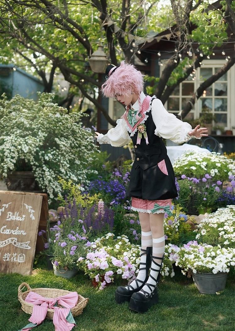 CastleToo - Candy Shop - Ouji Lolita Vest Outfit With Patchwork Design/Bow Details