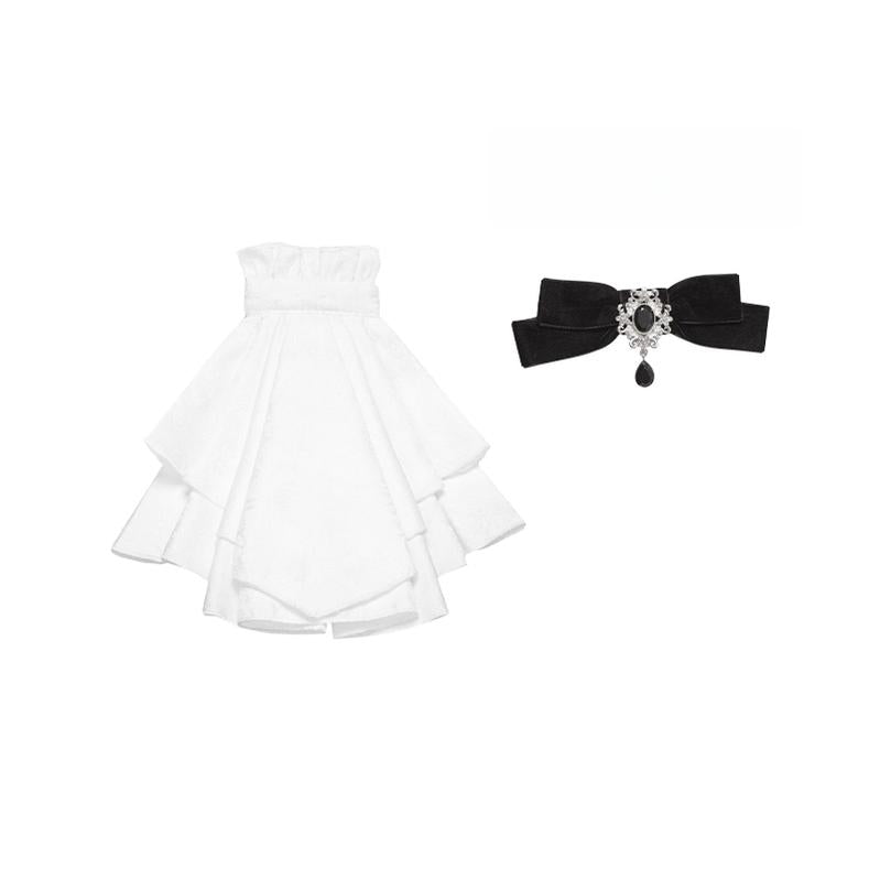 With PUJI - To the Dusk - Classic Lolita Tiered-Skirt OP, Long Irregular Hem (L M S) 44319:804686