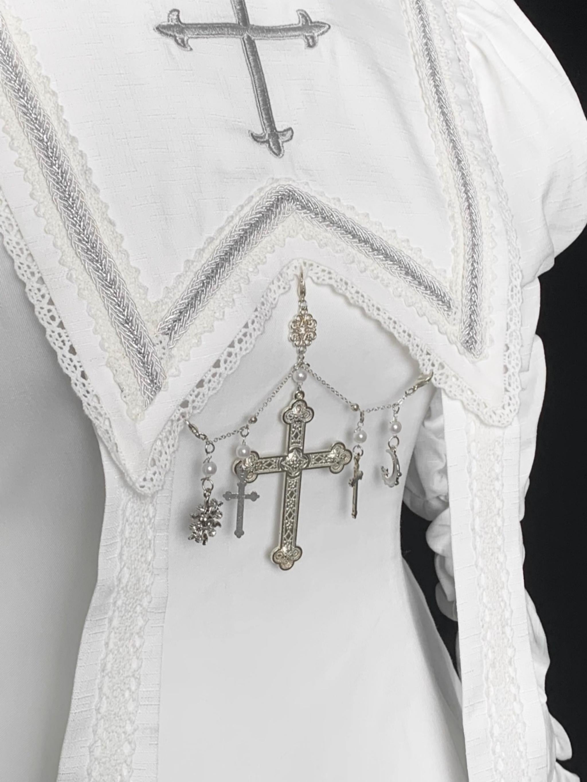 LeMiroir - Moonlit Prayer - Mutton Sleeve Nun Lolita OP Dress, Gathered Sleeve