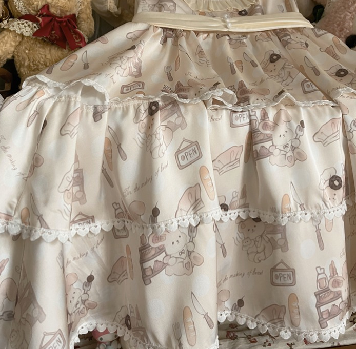 Niu Niu - Plus Size Lolita Jumper Dress, Beige Sweet Short Sleeve 13936:173840