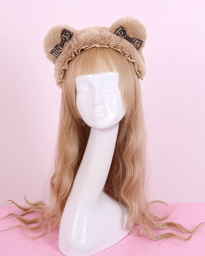 To Alice - Dear Dolls - Sweet Lolita Salopette Bear Print Dress Coffee brown KC with LOGO only (One Size) S