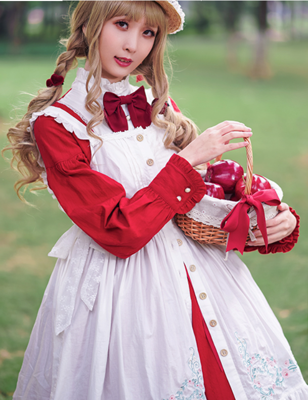 Chess Story~Rosebud Manor Version 2.0~Vintage Country Lolita Embroidered JSK Smocked Dress   