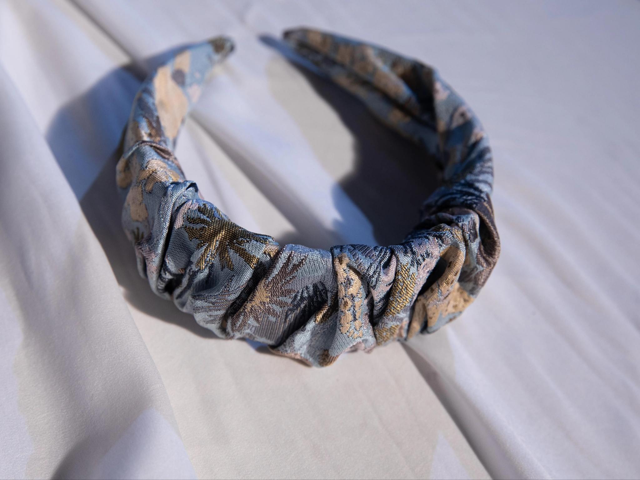ZJstory - Gilded Years 4.0 - Classic Lolita Accessories Retro Lolita Headdress and Waistband blue flower ruffle KC only One Size